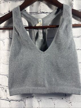 FP Movement by Free People Ribbed Gray Racerback Crop Top